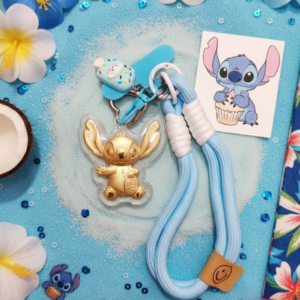 Golden Stitch Fortune Charm Gold Keychain