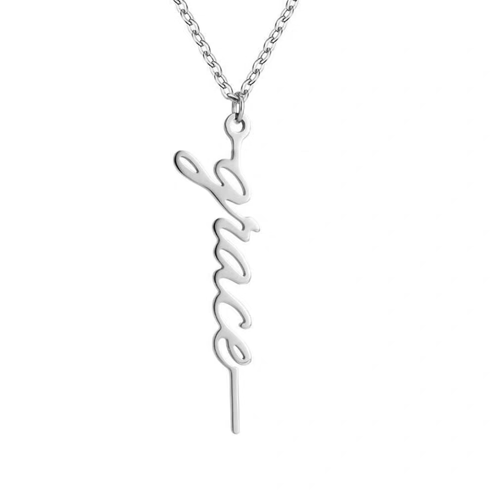 The "Cascade" Custom Vertical Name Necklace | Personalized Vertical Name Necklace Stainless Steel - Custom Cursive Drop Nameplate Pendant, Waterproof Tarnish-Free Jewelry Gift for Her - Image 5