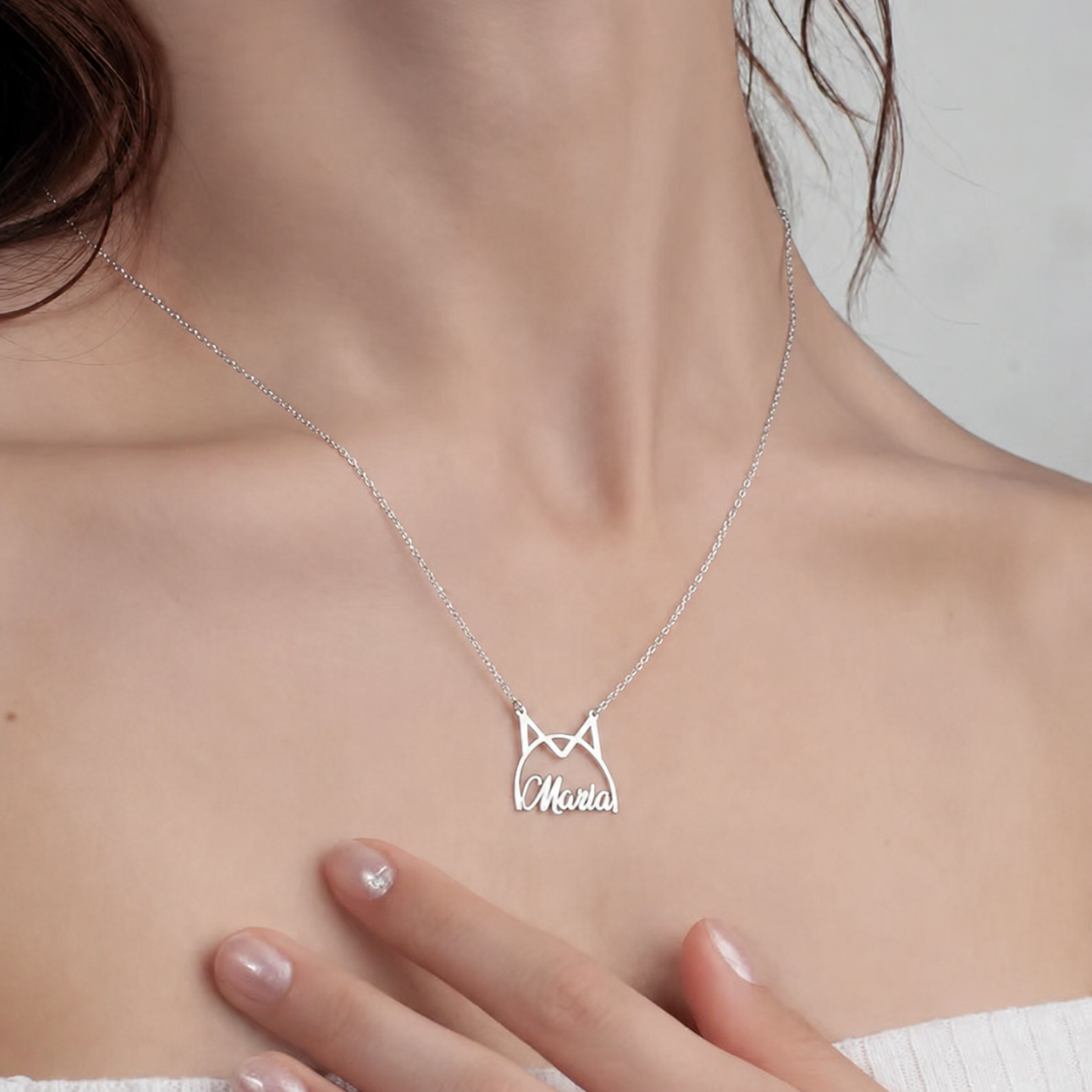 The "Forever Feline" Customized Name Necklace | Personalized Cat Silhouette Name Necklace - Image 3