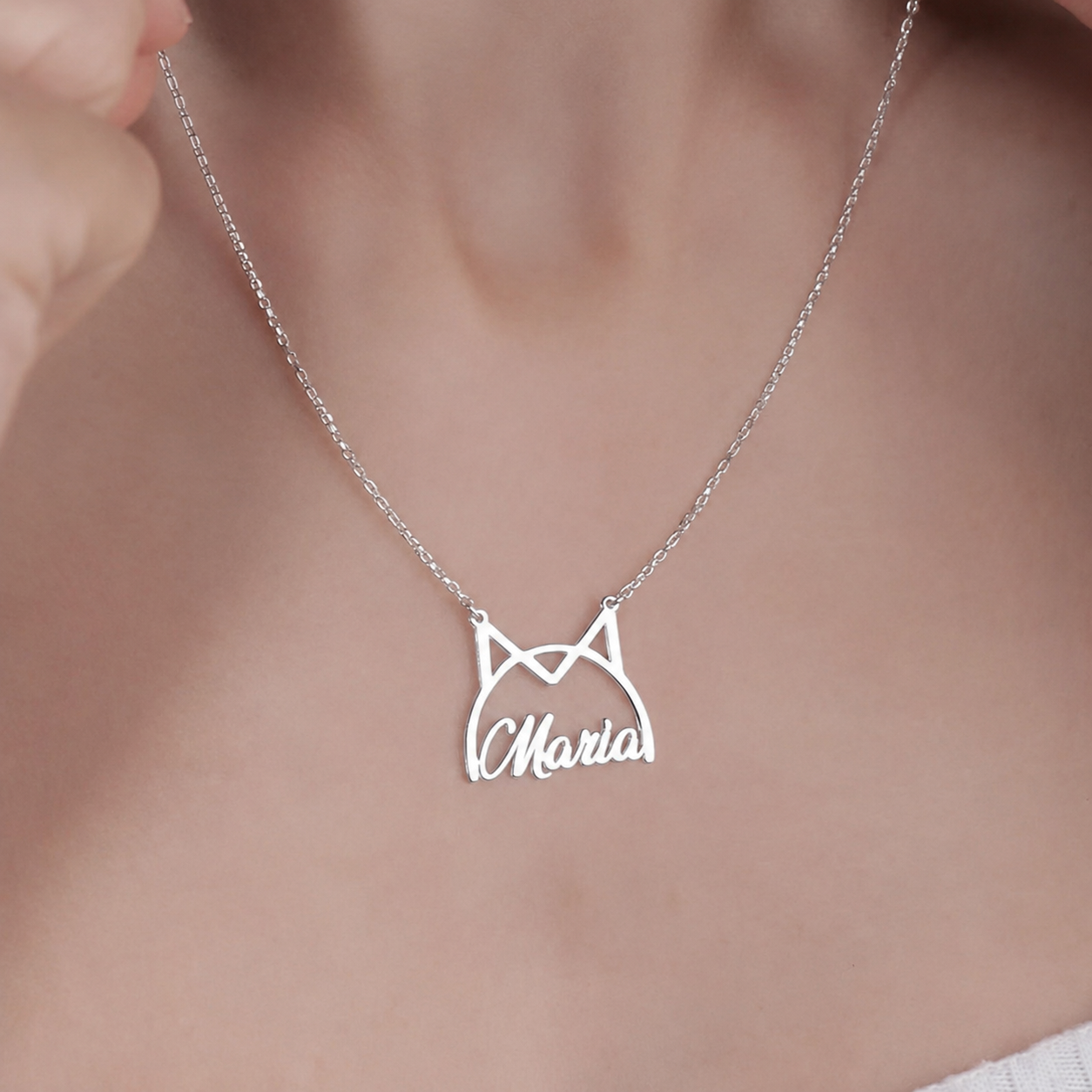 The "Forever Feline" Customized Name Necklace | Personalized Cat Silhouette Name Necklace - Image 2