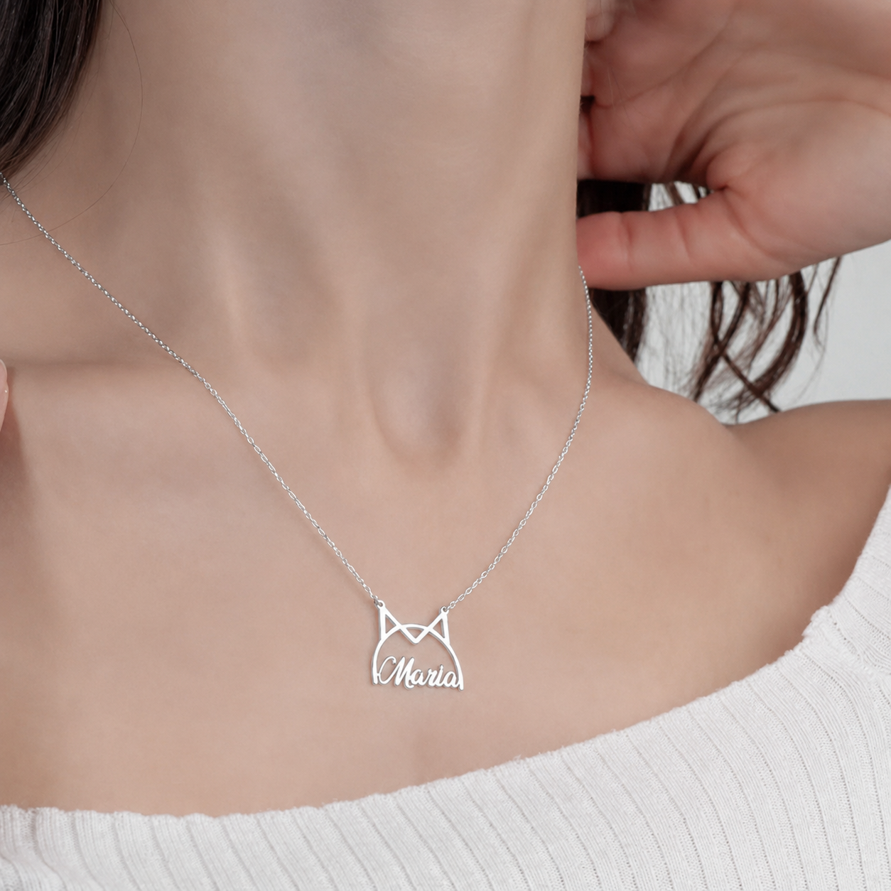 The "Forever Feline" Customized Name Necklace | Personalized Cat Silhouette Name Necklace - Image 4