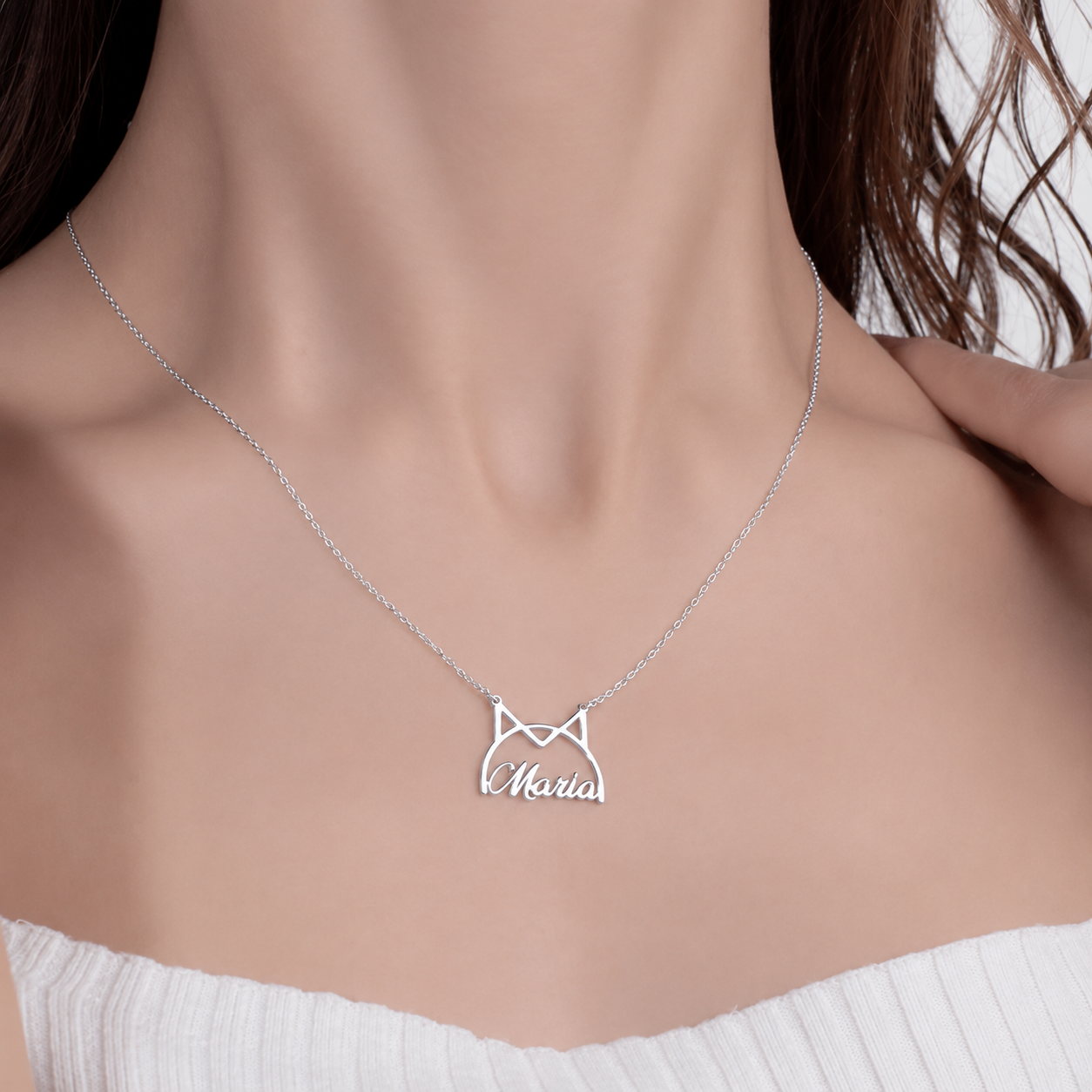 The "Forever Feline" Customized Name Necklace | Personalized Cat Silhouette Name Necklace - Image 6