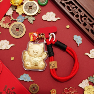 The Flowing Wealth Fortune Cat Gold Keychain