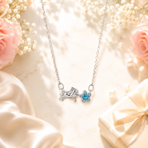 Starlight Pegasus Silver Pendant Blue Gem Necklace