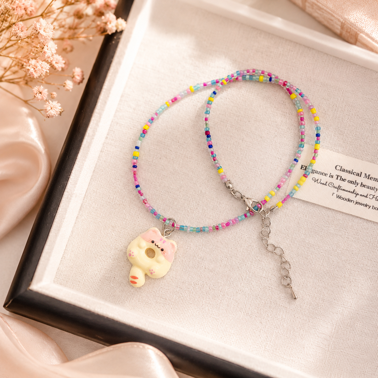 Pastel Kitty Donut Rainbow Beaded Choker | "Our Gift to You" Collection - Image 5