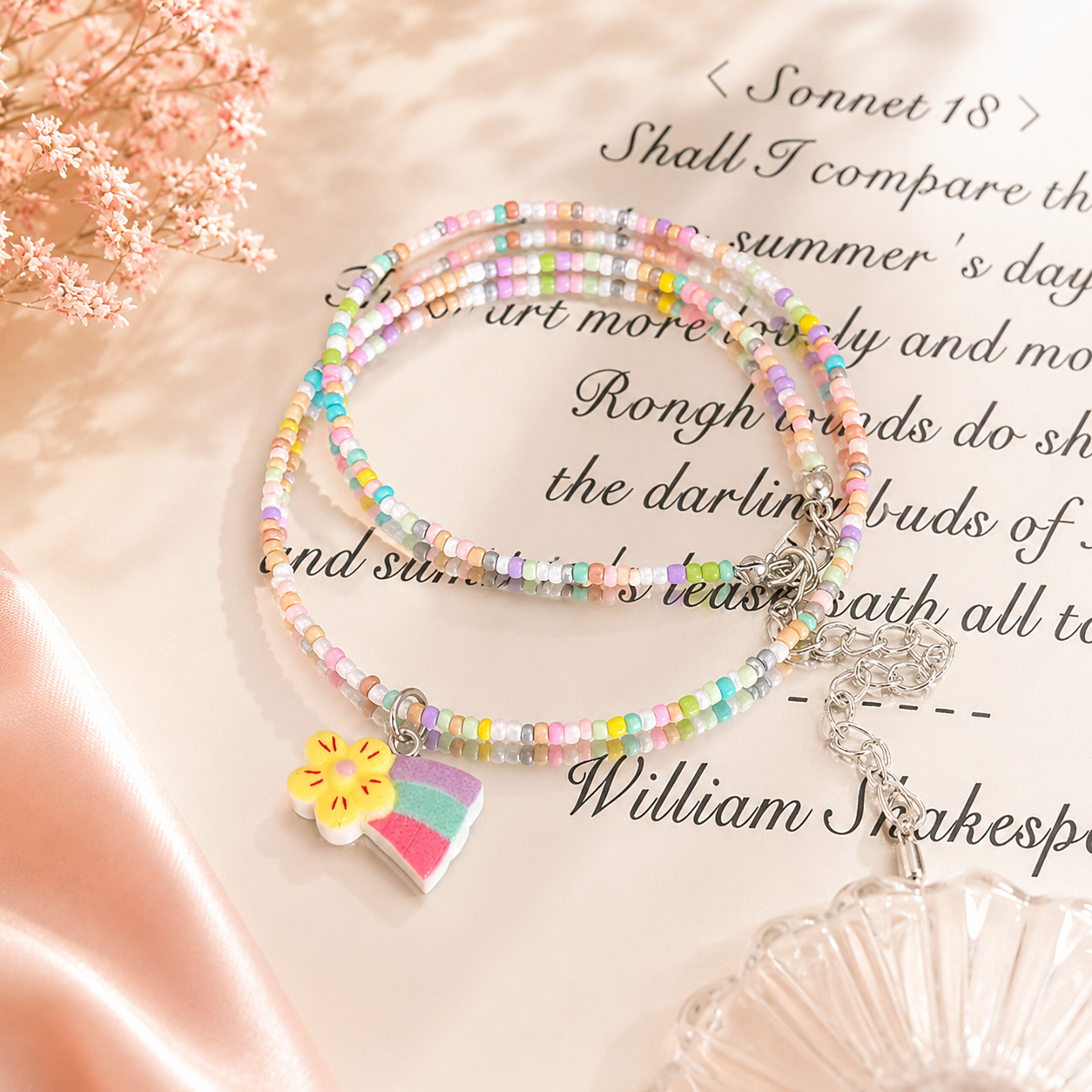 Pastel Shooting Star Flower Beaded Choker | "Our Gift to You" Collection - Image 4